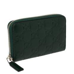 مملوكة مسبقًا Gucci Green Guccissima Leather Zip Around Wallet