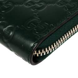 مملوكة مسبقًا Gucci Green Guccissima Leather Zip Around Wallet