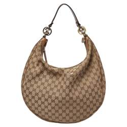 مملوكة مسبقًا Gucci Beige/Tan GG Canvas and Leather Large GG Twins Hobo
