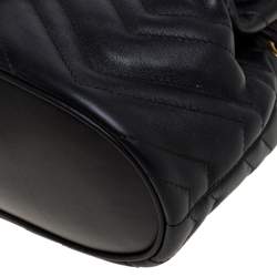 Pre Owned Gucci Black Matelasse Leather GG Marmont Backpack