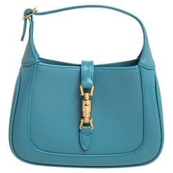 Pre Owned Gucci Turquoise Leather Mini 1961 Jackie Hobo
