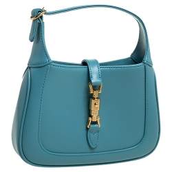 Pre Owned Gucci Turquoise Leather Mini 1961 Jackie Hobo