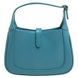 Pre Owned Gucci Turquoise Leather Mini 1961 Jackie Hobo