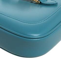 Pre Owned Gucci Turquoise Leather Mini 1961 Jackie Hobo