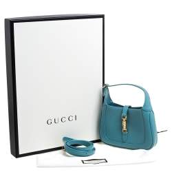 Pre Owned Gucci Turquoise Leather Mini 1961 Jackie Hobo