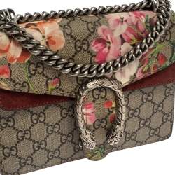 مملوكة مسبقًا حقيبة كتف غوتشى دينسيوس مينى سويدى وكانفاس زهور سوبريم جى جى بيج / أرجوانية