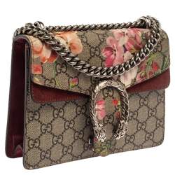 مملوكة مسبقًا حقيبة كتف غوتشى دينسيوس مينى سويدى وكانفاس زهور سوبريم جى جى بيج / أرجوانية