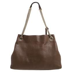 Pre Owned حقيبة يد غوتشي سوهو متوسطة سلسلة جلد بني