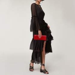 Pre Owned Gucci Red Microguccissima Patent Leather Broadway Clutch