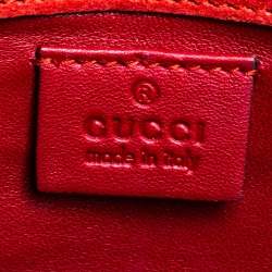 Pre Owned Gucci Red Microguccissima Patent Leather Broadway Clutch