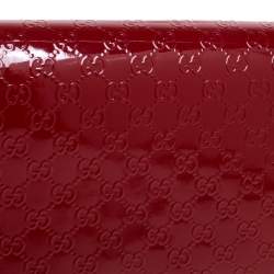 Pre Owned Gucci Red Microguccissima Patent Leather Broadway Clutch