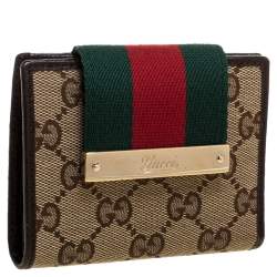 مملوكة مسبقًا Gucci Beige GG Canvas and Leather Web French Wallet