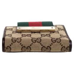 مملوكة مسبقًا Gucci Beige GG Canvas and Leather Web French Wallet