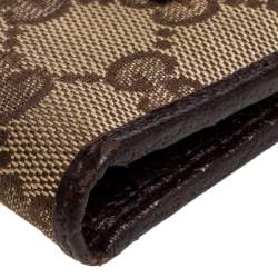 مملوكة مسبقًا Gucci Beige GG Canvas and Leather Web French Wallet