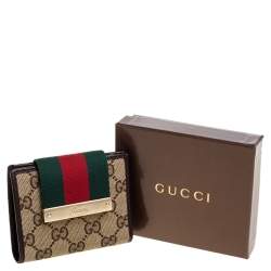 مملوكة مسبقًا Gucci Beige GG Canvas and Leather Web French Wallet