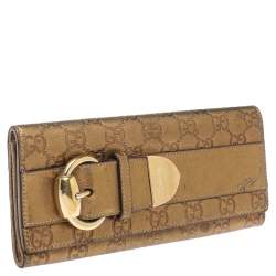 مملوكة مسبقًا محفظة غوتشي كونتيننتال إبزيم جلد غوتشيسيما ذهبي