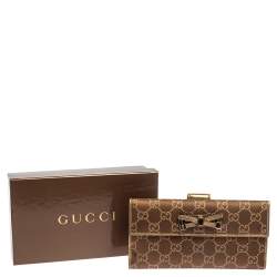 مملوكة مسبقًا Gucci Gold/Beige GG Canvas and Leather Princy Continental Wallet