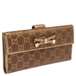 مملوكة مسبقًا Gucci Gold/Beige GG Canvas and Leather Princy Continental Wallet