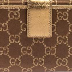 مملوكة مسبقًا Gucci Gold/Beige GG Canvas and Leather Princy Continental Wallet