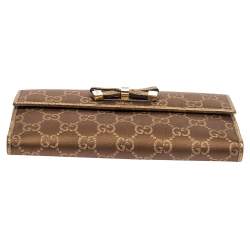 مملوكة مسبقًا Gucci Gold/Beige GG Canvas and Leather Princy Continental Wallet