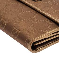 مملوكة مسبقًا Gucci Gold/Beige GG Canvas and Leather Princy Continental Wallet