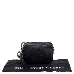 Pre Owned حقيبة كتف غوتشي سوهو ديسكو جلد أسود 