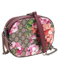 مملوكة مسبقًا حقيبة كروس بسلسلة غوتشى مينى جلد وكانفاس زهور سوبريم جى جى متعددة الألوان