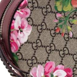 مملوكة مسبقًا حقيبة كروس بسلسلة غوتشى مينى جلد وكانفاس زهور سوبريم جى جى متعددة الألوان