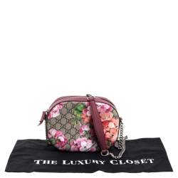 مملوكة مسبقًا حقيبة كروس بسلسلة غوتشى مينى جلد وكانفاس زهور سوبريم جى جى متعددة الألوان