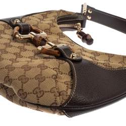 مملوكة مسبقًا Gucci Beige/Brown GG Canvas and Leather Horsebit Amalfi Hobo