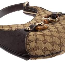 مملوكة مسبقًا Gucci Beige/Brown GG Canvas and Leather Horsebit Amalfi Hobo