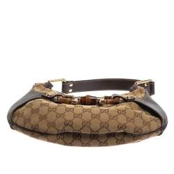 مملوكة مسبقًا Gucci Beige/Brown GG Canvas and Leather Horsebit Amalfi Hobo