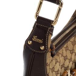 مملوكة مسبقًا Gucci Beige/Brown GG Canvas and Leather Horsebit Amalfi Hobo