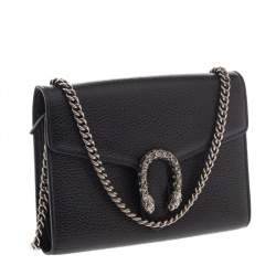 Gucci Black Leather Dionysus Wallet On Chain           