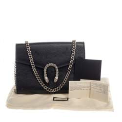 Gucci Black Leather Dionysus Wallet On Chain           