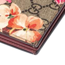 Pre Owned حافظة بطاقات غوتشي بلومز كانفاس سوبريم GG وردية/ بيج