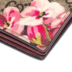 Pre Owned حافظة بطاقات غوتشي بلومز كانفاس سوبريم GG وردية/ بيج