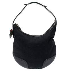 مملوكة مسبقًا حقيبة غوتشي برينسي كانفاس وجلد جي جي سوداء 