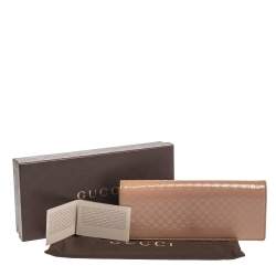 Pre Owned Gucci Beige Microguccissima Patent Leather Broadway Clutch