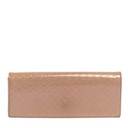 Pre Owned Gucci Beige Microguccissima Patent Leather Broadway Clutch