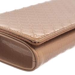 Pre Owned Gucci Beige Microguccissima Patent Leather Broadway Clutch