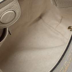 Pre Owned Gucci Off White Leather Mini Bamboo Tote