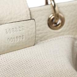 Pre Owned Gucci Off White Leather Mini Bamboo Tote