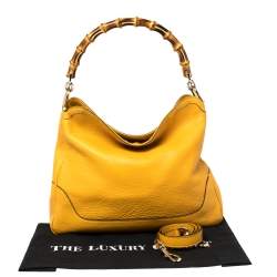 مملوكة مسبقًا Gucci Yellow Leather Diana Bamboo Handle Shoulder Bag