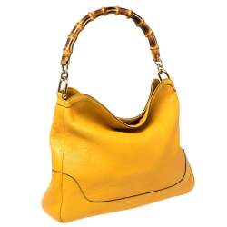 مملوكة مسبقًا Gucci Yellow Leather Diana Bamboo Handle Shoulder Bag