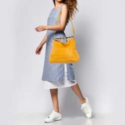 مملوكة مسبقًا Gucci Yellow Leather Diana Bamboo Handle Shoulder Bag