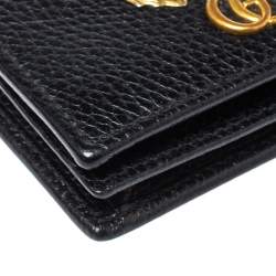 Pre Owned Gucci Black Leather GG Marmont Butterfly Bifold Wallet