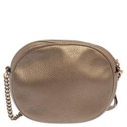 Pre Owned Gucci Metallic Leather Mini Soho Disco Chain Crossbody Bag
