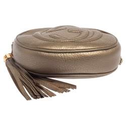 Pre Owned Gucci Metallic Leather Mini Soho Disco Chain Crossbody Bag