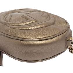 Pre Owned Gucci Metallic Leather Mini Soho Disco Chain Crossbody Bag